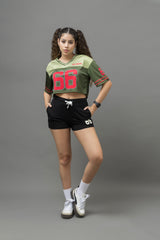 Go Devil 66 Green Varsity Crop Jersey For Women