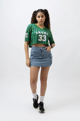 Go Devil 33 Angel Green & Yellow Pinstripe Crop Jersey For Women