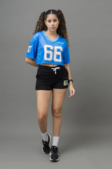 Go Devil 66 Blue Varsity Crop Jersey For Women