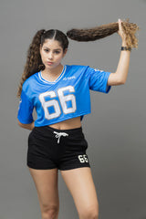 Go Devil 66 Blue Varsity Crop Jersey For Women