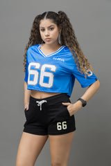 Go Devil 66 Blue Varsity Crop Jersey For Women
