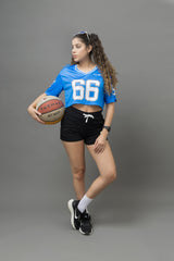 Go Devil 66 Blue Varsity Crop Jersey For Women
