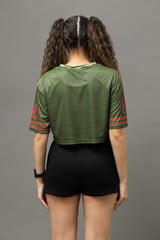 Go Devil 66 Green Varsity Crop Jersey For Women