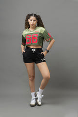 Go Devil 66 Green Varsity Crop Jersey For Women