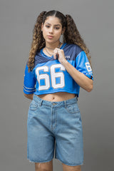 Go Devil 66 Printed Varsity Crop Jersey For Women