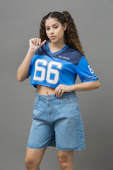 Go Devil 66 Printed Varsity Crop Jersey For Women