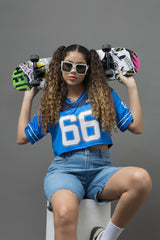 Go Devil 66 Printed Varsity Crop Jersey For Women