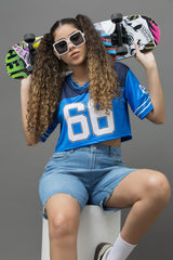 Go Devil 66 Printed Varsity Crop Jersey For Women