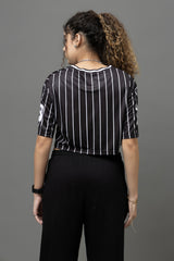 Go Devil 33 Angel Black & White Pinstripe Crop Jersey For Women