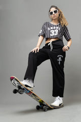 Go Devil 33 Angel Black & White Pinstripe Crop Jersey For Women