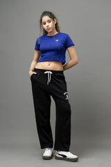 Go Devil Royal Blue Casual Fit Crop Top For Women's