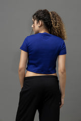 Go Devil Royal Blue Casual Fit Crop Top For Women's