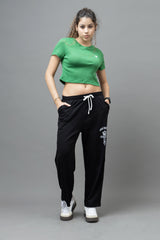 Go Devil Green Casual Fit Crop Top For Women's