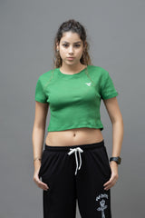 Go Devil Green Casual Fit Crop Top For Women's