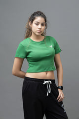 Go Devil Green Casual Fit Crop Top For Women's
