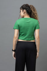 Go Devil Green Casual Fit Crop Top For Women's