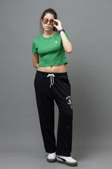Go Devil Green Casual Fit Crop Top For Women's