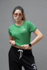 Go Devil Green Casual Fit Crop Top For Women's