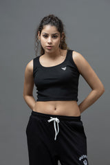Go Devil Black Casual Fit Crop Top For Women's