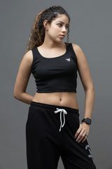 Go Devil Black Casual Fit Crop Top For Women's