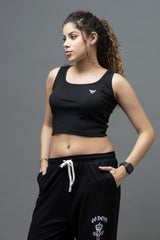 Go Devil Black Casual Fit Crop Top For Women's