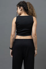 Go Devil Black Casual Fit Crop Top For Women's