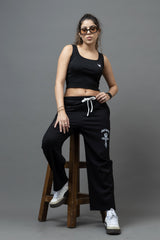 Go Devil Black Casual Fit Crop Top For Women's