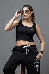 Go Devil Black Casual Fit Crop Top For Women's