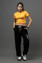 Go Devil Yellow Casual Fit Crop Top For Women's