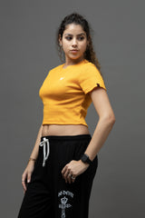 Go Devil Yellow Casual Fit Crop Top For Women's
