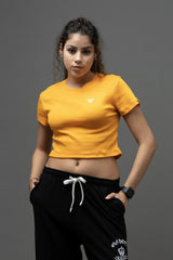 Go Devil Yellow Casual Fit Crop Top For Women's