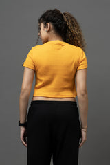 Go Devil Yellow Casual Fit Crop Top For Women's