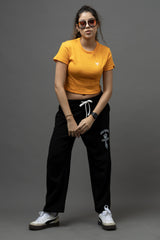 Go Devil Yellow Casual Fit Crop Top For Women's