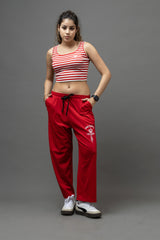 Go Devil Women's Red & White Striped Crop Tank Top – Sleeveless Casual Wear