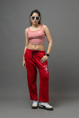 Go Devil Women's Red & White Striped Crop Tank Top – Sleeveless Casual Wear