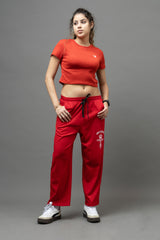 Go Devil Red Casual Fit Crop Top For Women's