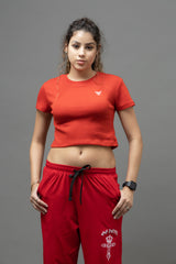 Go Devil Red Casual Fit Crop Top For Women's