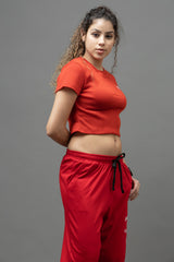 Go Devil Red Casual Fit Crop Top For Women's