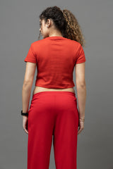 Go Devil Red Casual Fit Crop Top For Women's