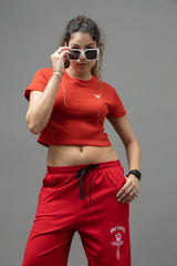 Go Devil Red Casual Fit Crop Top For Women's