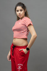 Go Devil Women's Red & White Striped Crop Top