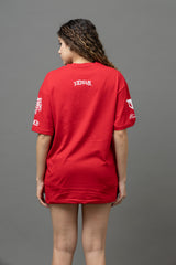 Go Devil Women's Oversized Red Graphic T-Shirt