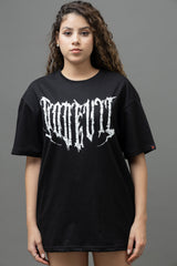 Go Devil Women's Oversized Black Graphic T-Shirt