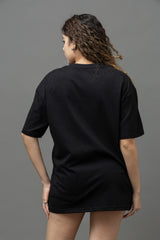 Go Devil Women's Oversized Black Graphic T-Shirt