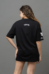 Go Devil Women's Cotton Oversized Black Graphic T-Shirt