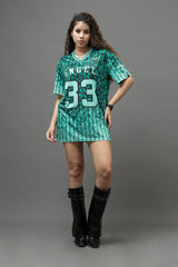 Go Devil ANGEL 33 Women's Cotton Mint Green Oversized Jersey Tee