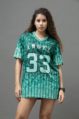 Go Devil ANGEL 33 Women's Cotton Mint Green Oversized Jersey Tee