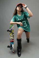 Go Devil ANGEL 33 Women's Cotton Mint Green Oversized Jersey Tee