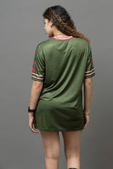 Go Devil ANGEL 33 Varsity Jersey Tee – Military Green & Red Edition