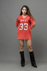 Go Devil ANGEL 33 Pinstripe Jersey Tee – Fire Red Edition